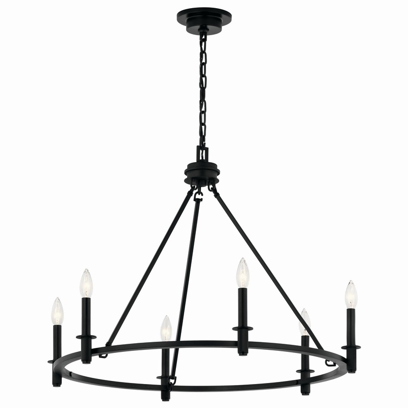 Six Light Chandelier from the Carrick Collection in Black Finish by Kichler