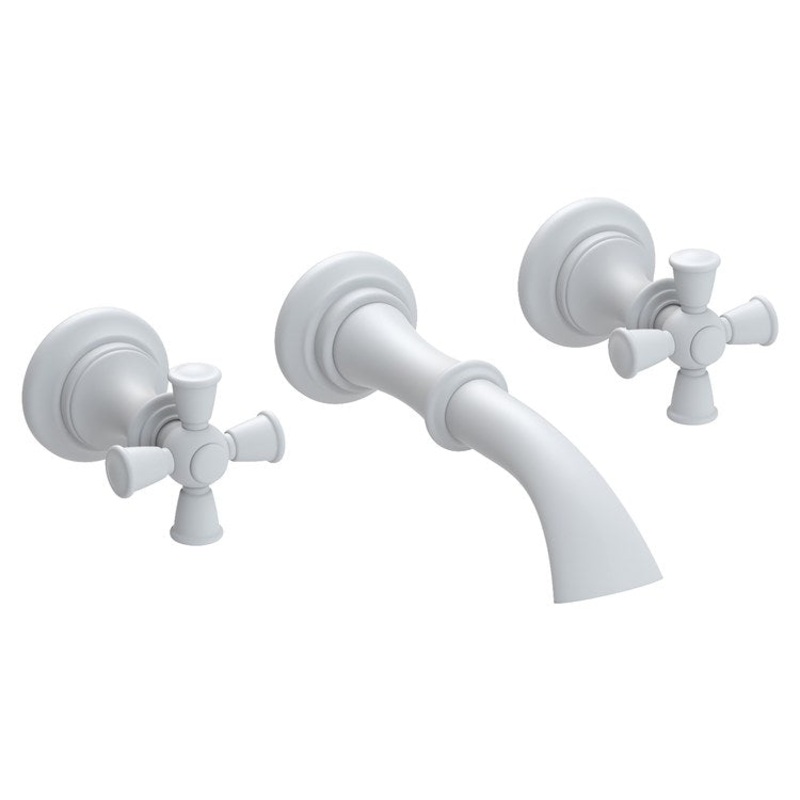 Sutton Two Handle Wall-Mount Bathroom Faucet with Cross Handles – Matte White