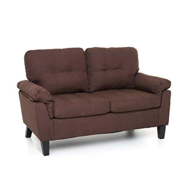 Tot Piccinni Divano Berlino in Tessuto 2 Posti Imbottito, con Braccioli, (L) 145x(P) 78x(A) 95 cm (Marrone)