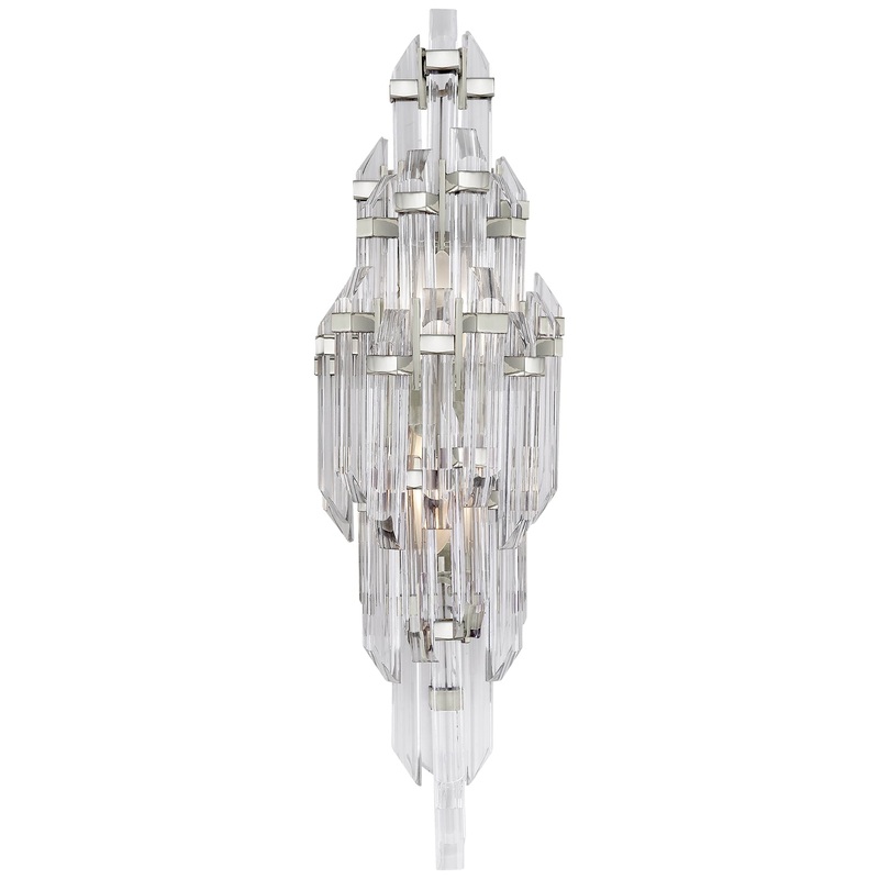 Two Light Wall Sconce from the Adele Collection in Polished Nickel With Clear Acrylic Finish by Visual Comfort Signature