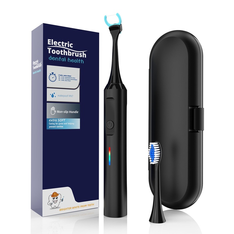 2-in-1 Sonic Electric Toothbrush & Power Flosser Kit – 3 Modes, 31000VPM, IPX7 Waterproof, with Travel Case(black+50pcs dental floss replacement heads)