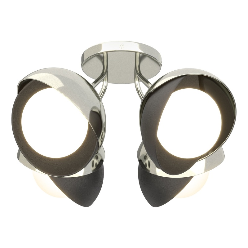Brooklyn 4-Light Double Shade Semi-Flush Sterling Dark Smoke