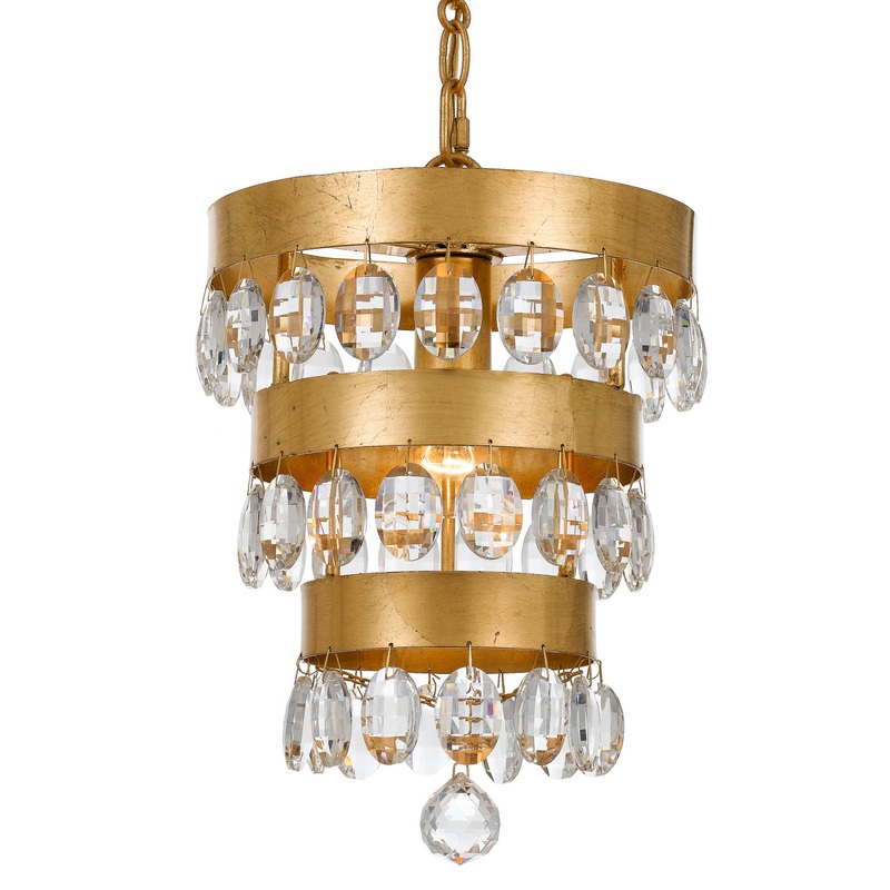 Crystorama 6103-GA Perla One Light Mini Chandelier Antique Gold
