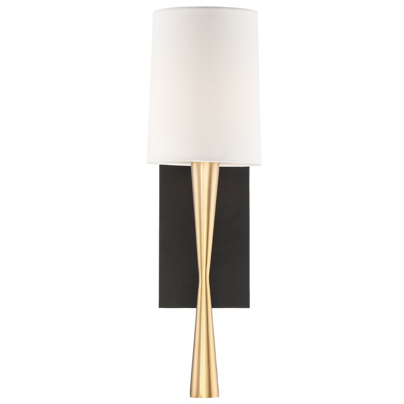 Crystorama TRE-221-AG-BF Trenton One Light Wall Sconce Aged Brass / Black Forged