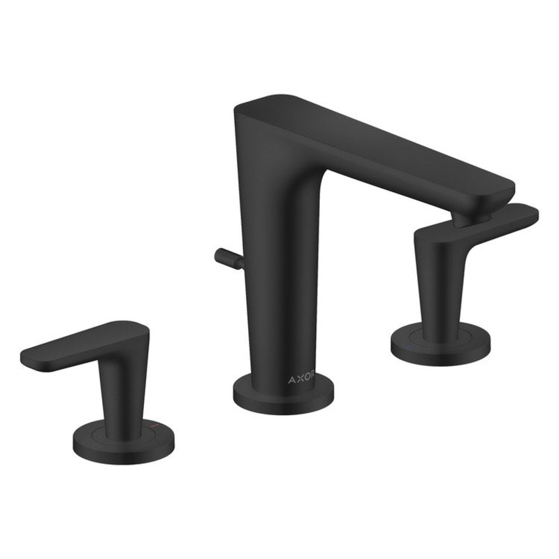 Lavatory Faucet Citterio C Widespread 8 Inch Spread 2 Lever ADA WaterSense Matte Black 1.2 Gallons per Minute Deck Mount Pop-Up 3 Hole EcoRight AirPower Comfort Zone