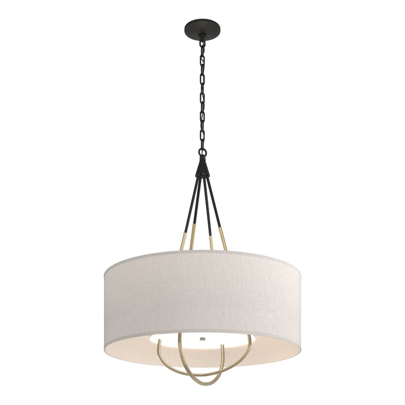 Loop Pendant Black Modern Brass Flax Shade (SE)