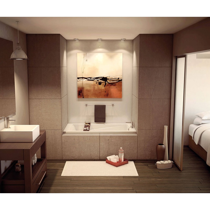 MAAX 105467-108-001-102 New Town 6032 IF Acrylic Alcove Right-Hand Drain Aerosens Bathtub in White