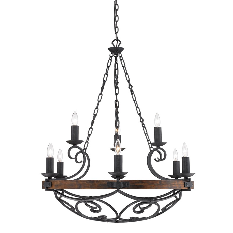 Madera 2 Tier – 9-Light Chandelier in Black Iron