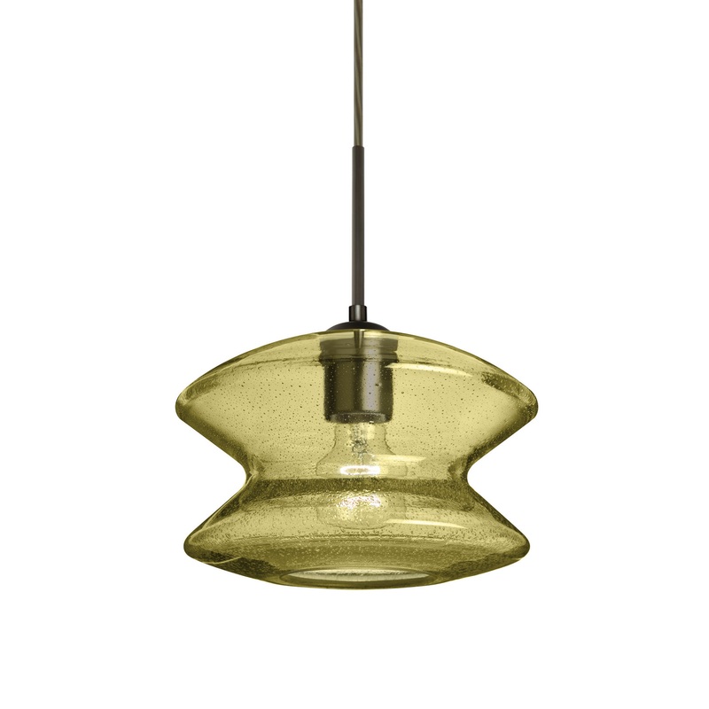 One Light Pendant from the Zen Collection in Bronze Finish by Besa