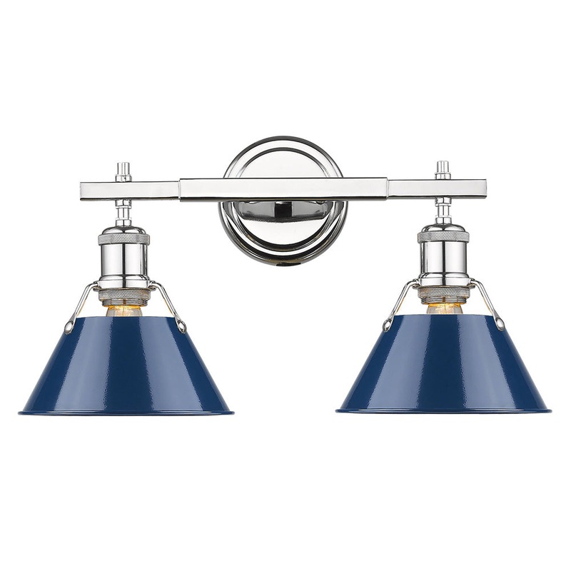 Orwell CH 2 Light Bath Vanity in Chrome with Navy Blue Shade