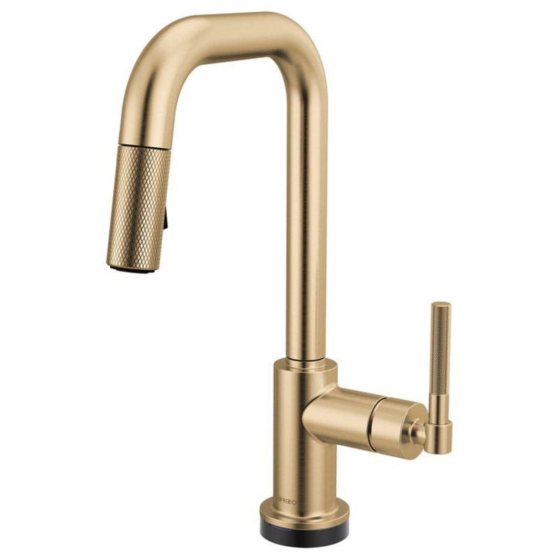 Prep Faucet Litze Smarttouch 1 Knurled Handle ADA Brilliance Luxe Gold Pull Down Dual Function Square 360 DEG Swivel 1.8 Gallons per Minute