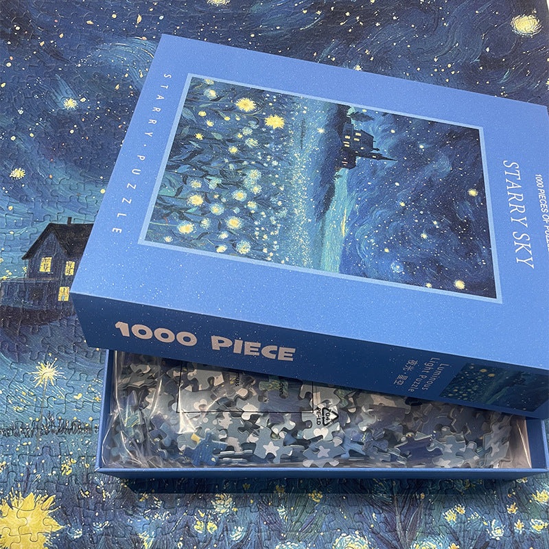 The Luminous Starry Sky 1000-Piece Fine Art Jigsaw Puzzle – Premium Blue Cardboard Puzzle for Adults