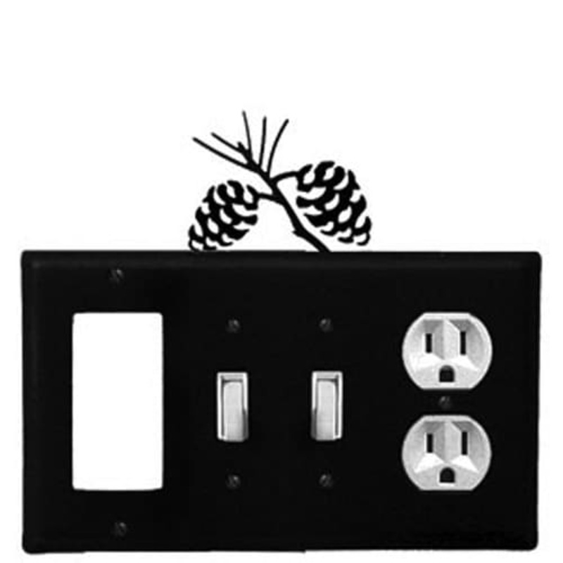 Village Wrought Iron EGSSO-89 Quad Pinecone Single GFI Double Switch and Single Outlet Cover CUSTOM Product