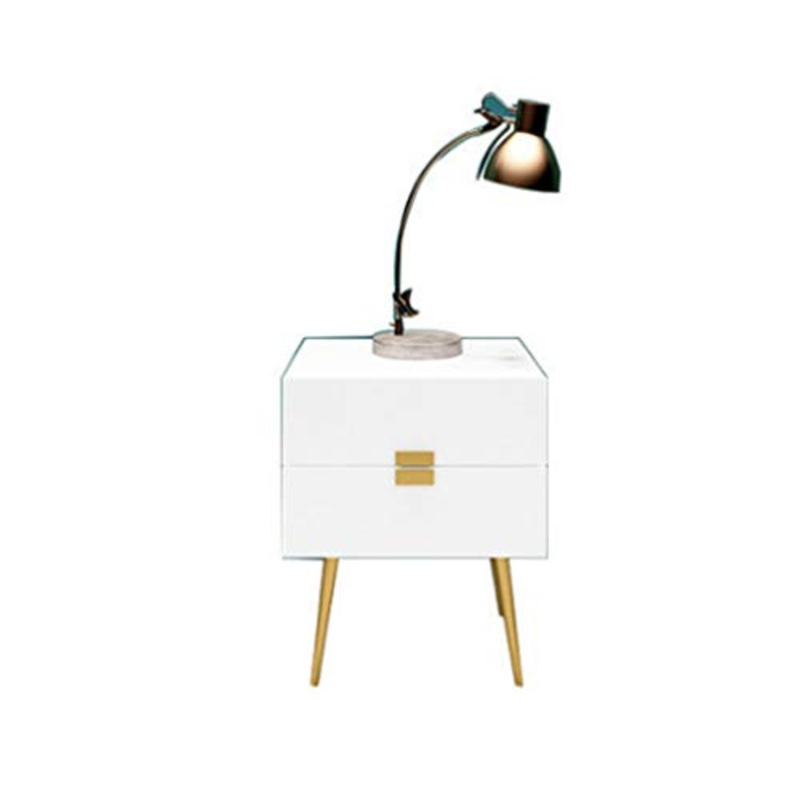 Ya-Ya Comodino Moderna di Ferro d’oro Comodino 2 cassetti ripiano Tavolino Mobili for la casa Creativo Comodino Cabinet Comodini Letto (Color : White)