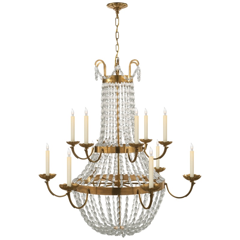 12 Light Chandelier from the Paris Flea Market Collection in Antique-Burnished Brass Finish by Visual Comfort Signature