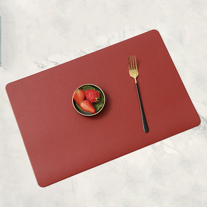 5 PCS Red Nordic Style Leather Placemat – Anti-Slip, Heat-Resistant Table Mat 30cm x 45cm