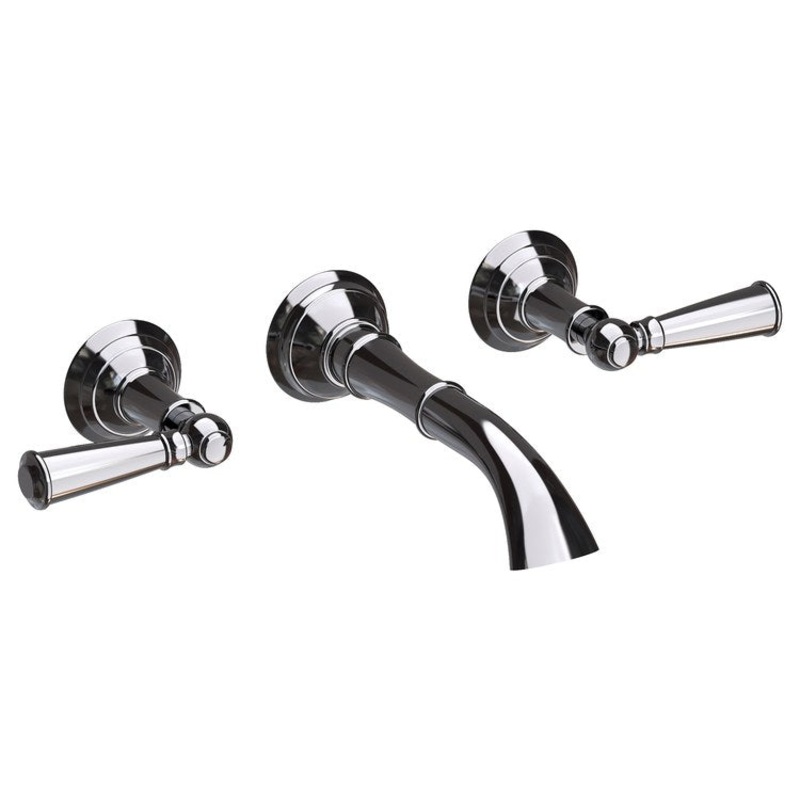 Aylesbury Two Handle Wall-Mount Bathroom Faucet – Midnight Chrome