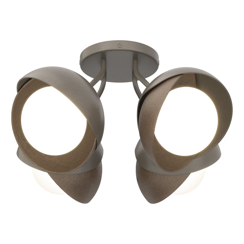 Brooklyn 4-Light Double Shade Semi-Flush Dark Smoke Bronze