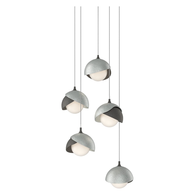 Brooklyn 5-Light Double Shade Pendant Natural Iron Vintage Platinum