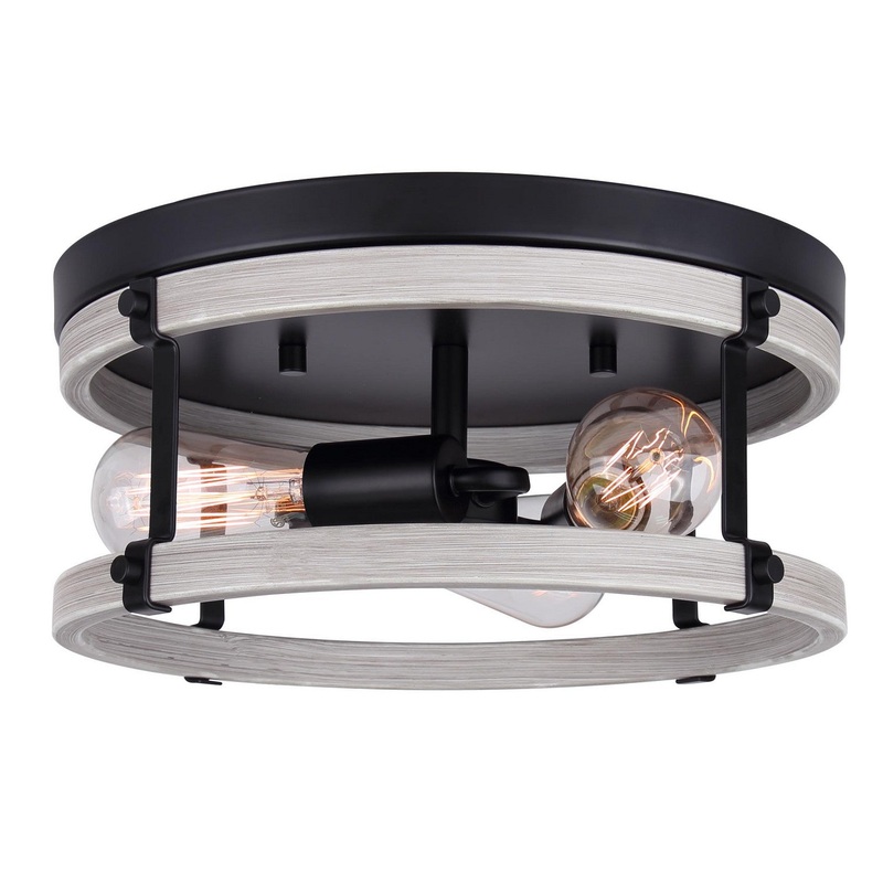Canarm IFM1094A14BBG Joelle Three Light Flush Mount Black/Brushed Grey