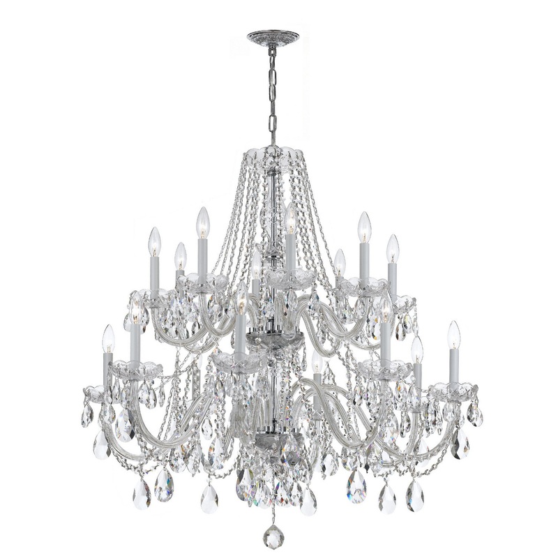 Crystorama 1139-CH-CL-SAQ Traditional Crystal 16 Light Chandelier Polished Chrome