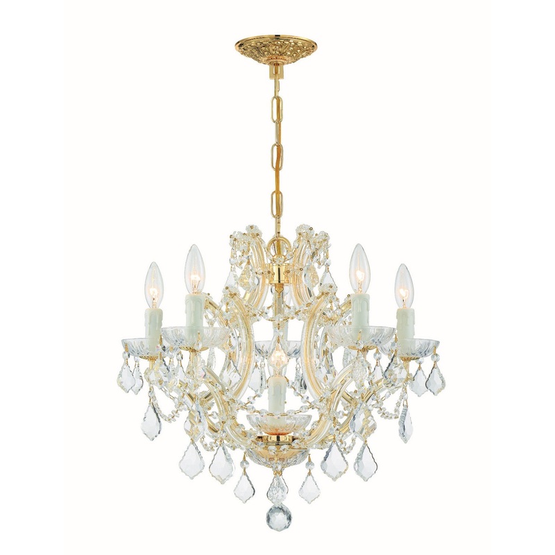 Crystorama 4405-GD-CL-MWP Maria Theresa Six Light Mini Chandelier Gold