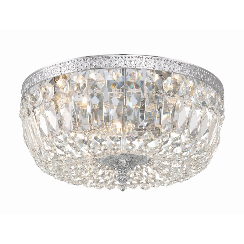 Crystorama 714-CH-CL-MWP Ceiling Mount Three Light Flush Mount Polished Chrome