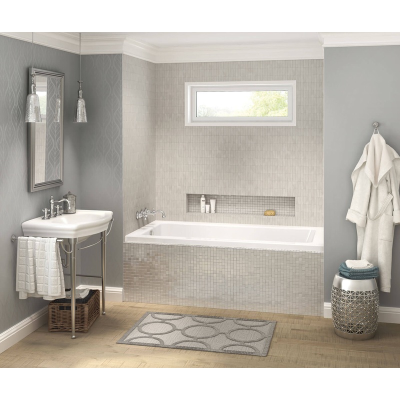 MAAX 106207-R-003-001 Pose 6636 IF Acrylic Alcove Right-Hand Drain Whirlpool Bathtub in White