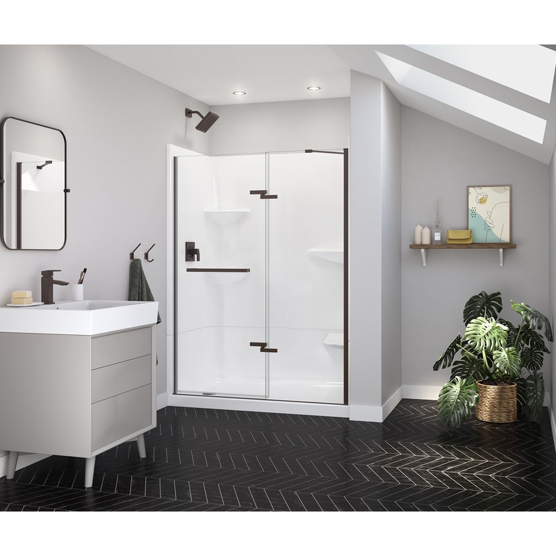 MAAX 139579-900-173-000 Reveal Sleek 71 51 -54  x 71  in. 8 mm Pivot Shower Door for Alcove Installation with Clear glass in Dark Bronze