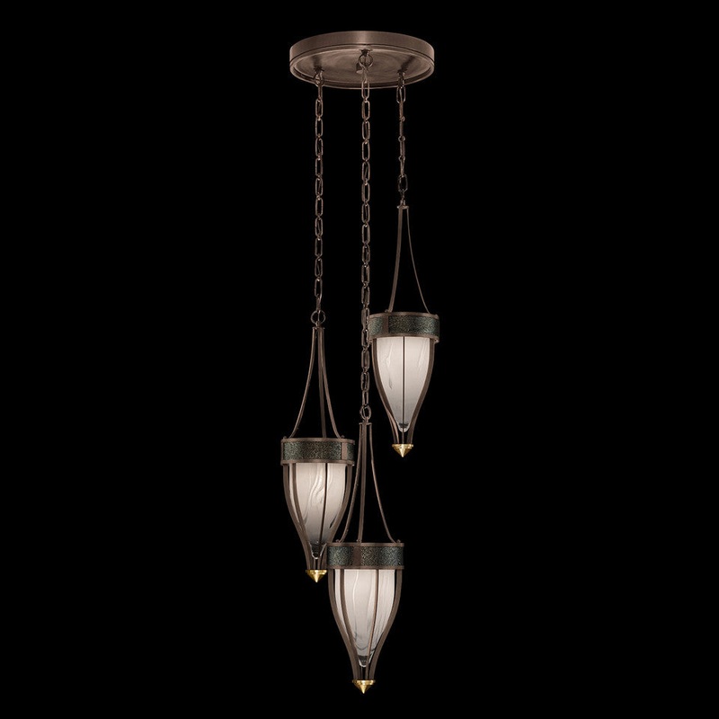 Mirage 17.5″W Round Pendant Bronze/Brass/Black Knight