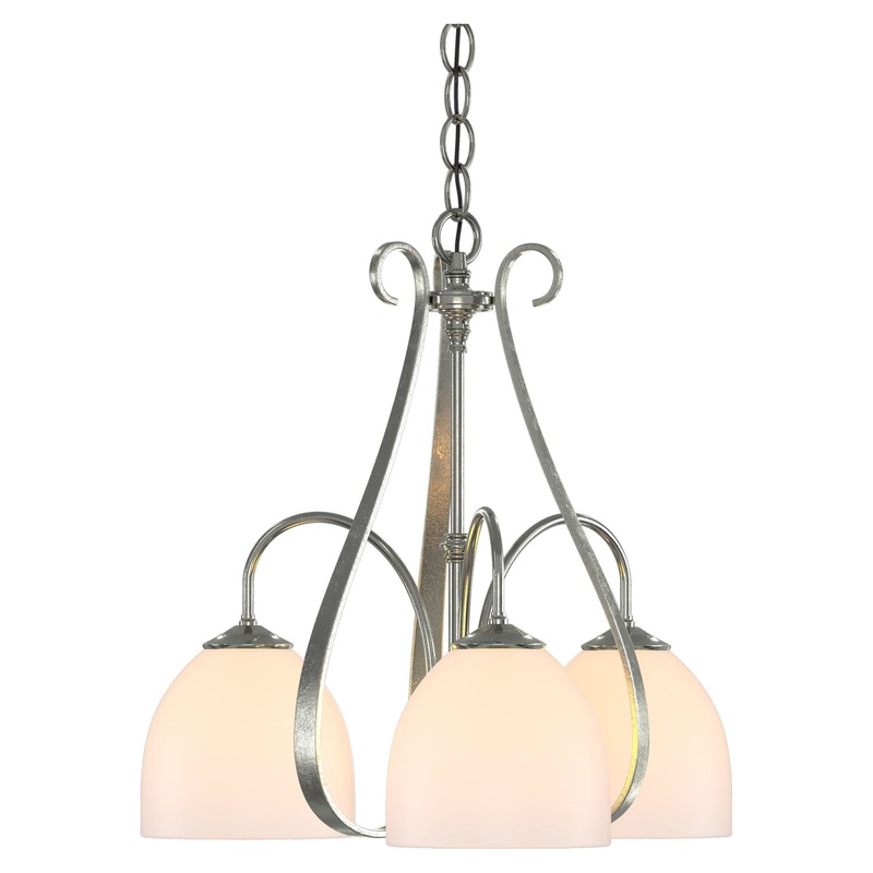 Sweeping Taper 3-Arm Chandelier Sterling Opal Glass (GG)