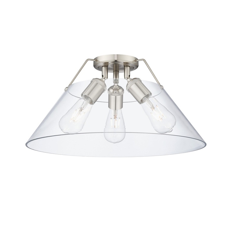 Three Light Flush Mount from the Orwell Collection in Pewter Finish by Golden