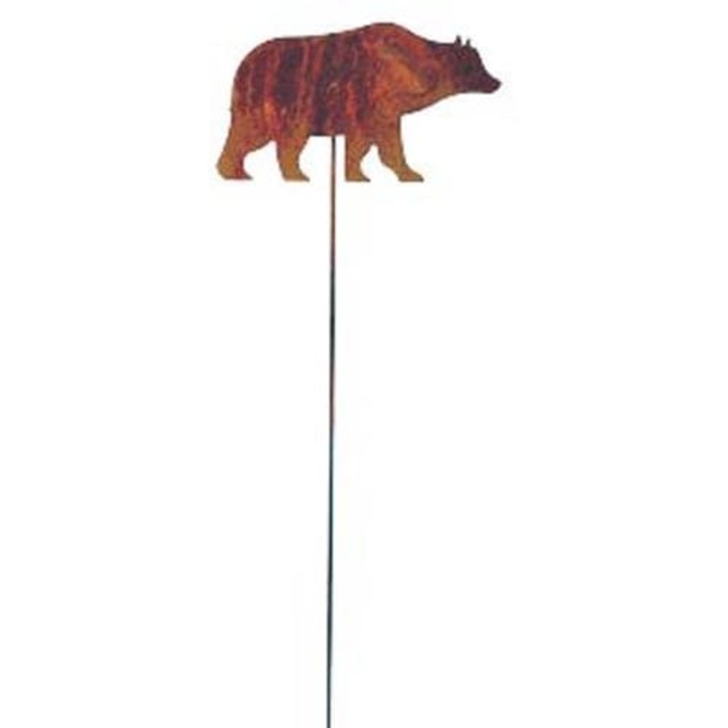 Village Wrought Iron RGS-14 Bear Rusted Garden Stake