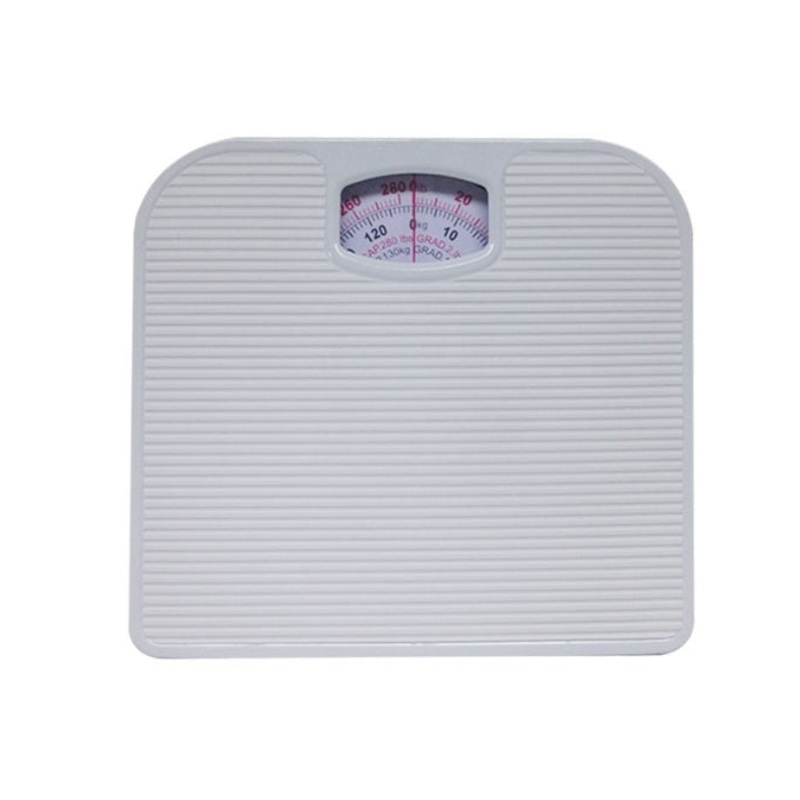 White Classic Mechanical Bathroom Scale – Battery-Free Analog Body Weight Scale with Non-Slip Platform