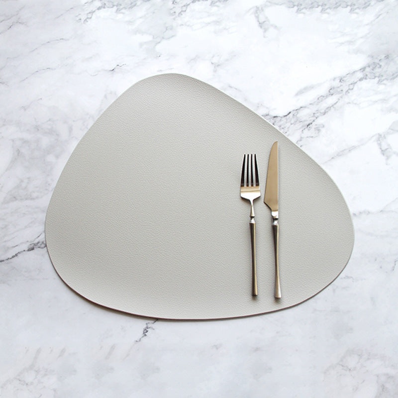 4 Pcs Grey Nordic-Style PVC Leather Placemats Set of 4 – Waterproof, Heat-Resistant, and Oil-Proof Triangular Table Mats