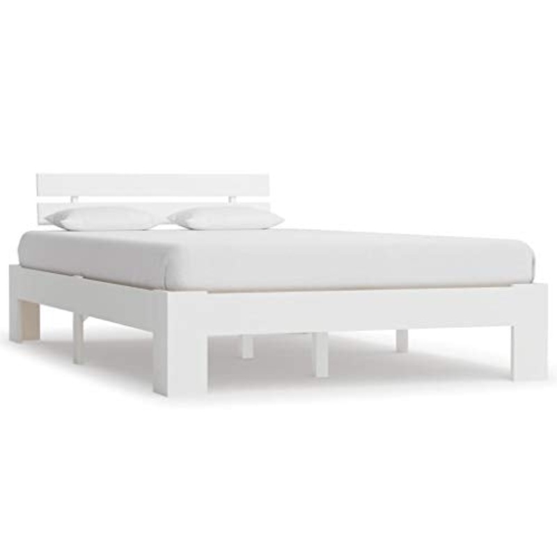 BIGTO – Struttura per letto in legno di pino massiccio, per camera da letto, stile C, colore: bianco, 140 x 200 cm