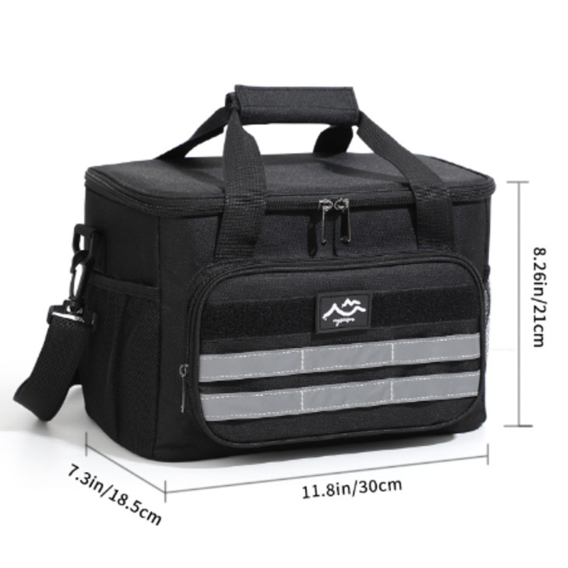 Black Versatile Large-Capacity Picnic Insulated Bag – Detachable Shoulder Strap & Ice Pack