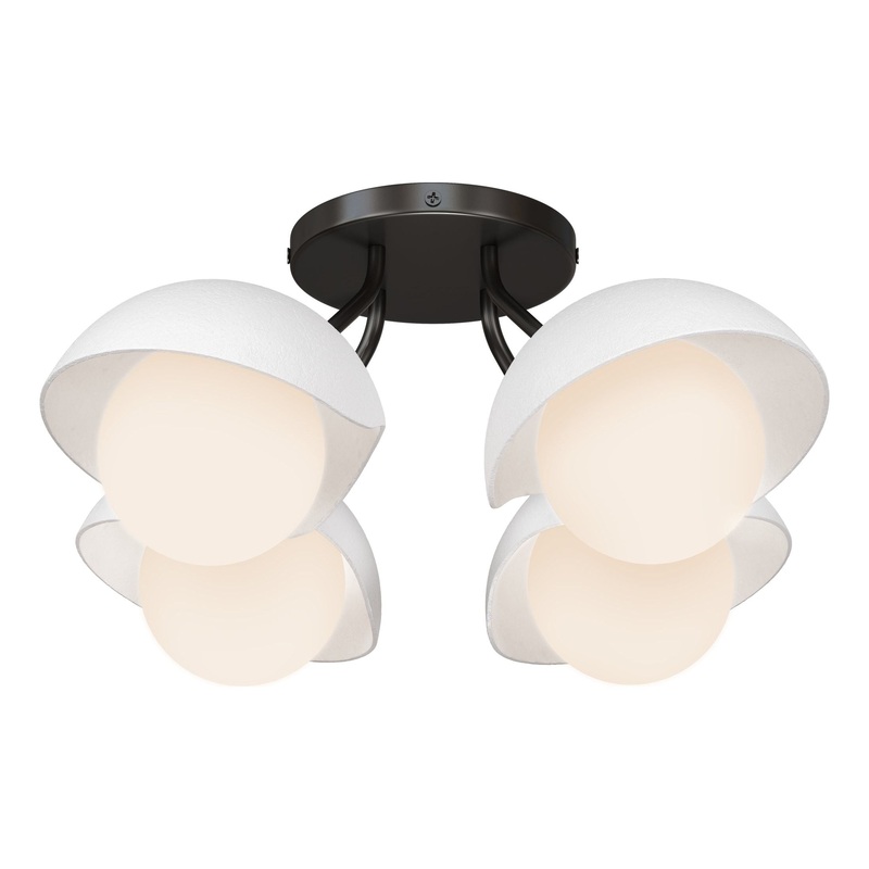 Brooklyn 4-Light Single Shade Semi-Flush Oil Rubbed Bronze White