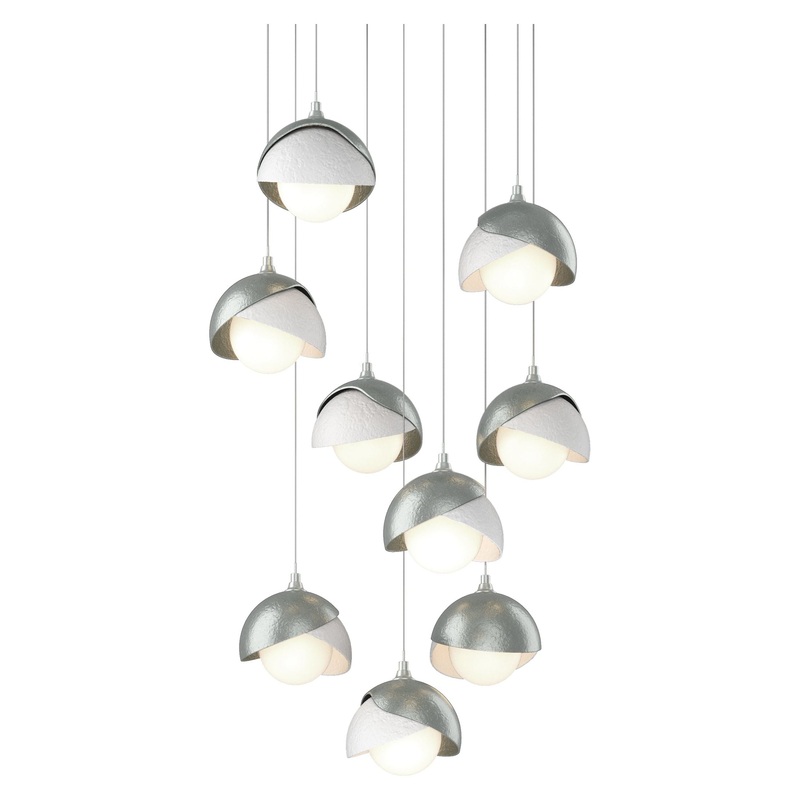 Brooklyn 9-Light Double Shade Pendant Vintage Platinum White