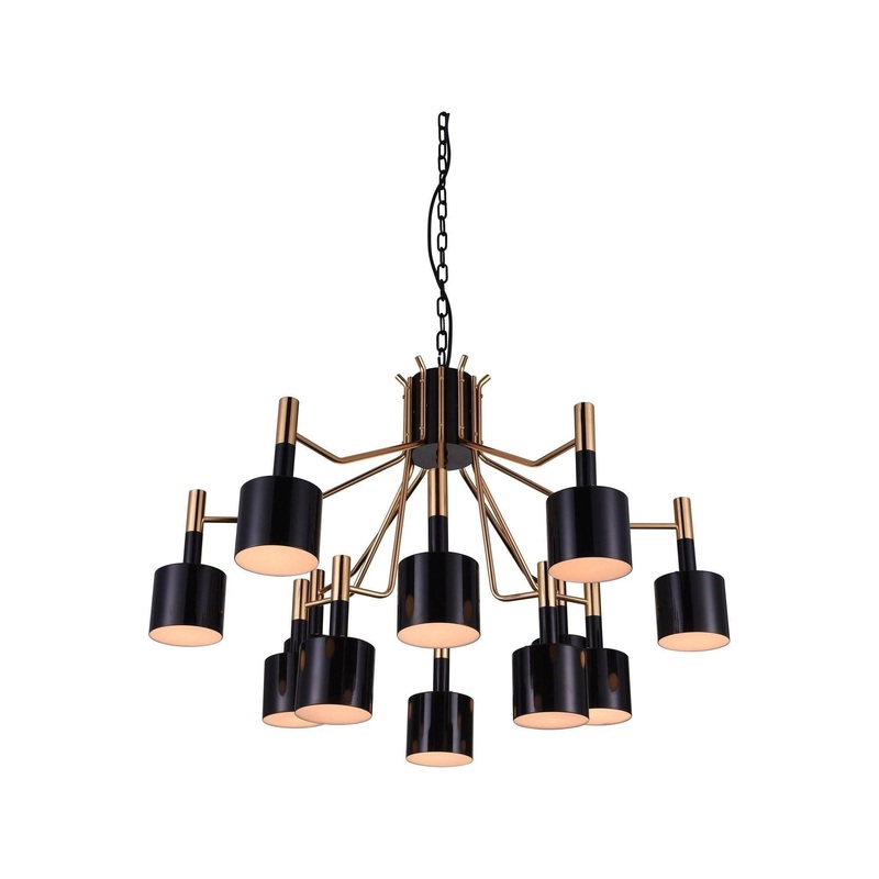 Corna Chandelier Matte Black & Satin Gold