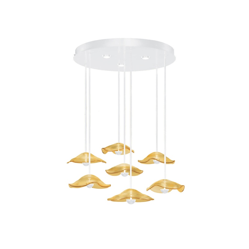 Embark 43″W Round Pendant White/Amber
