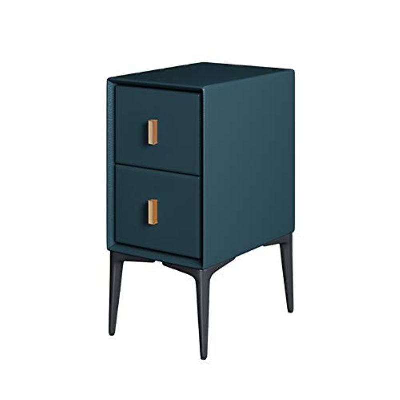 JKGHK Comodino in Legno Massello con 2 Cassetti, Tavolino Laterale Piccolo con Portaoggetti, Schedario, Ripiani per Archiviazione per Ufficio in Casa,Dark Green