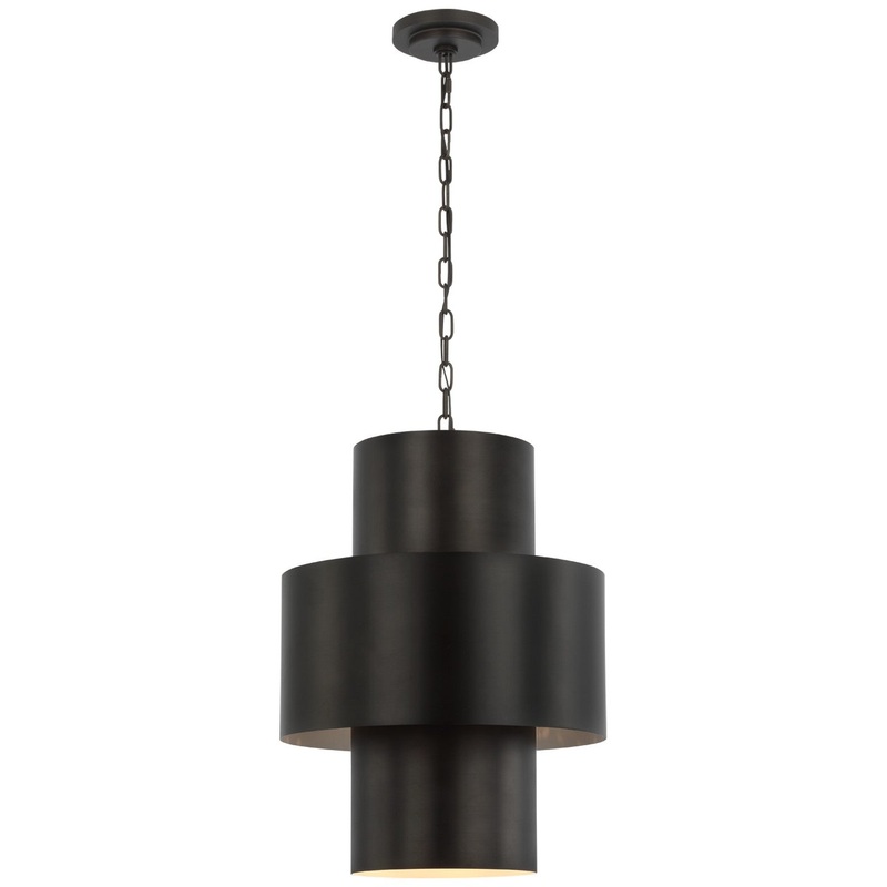 LED Pendant from the Chalmette Collection in Aged Iron Finish by Visual Comfort Signature
