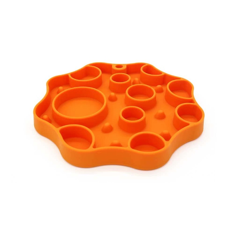 Silicone Dog Slow Feeder and Licking Mat – 2 in 1 Puzzle Bowl for Dog Slow Feeding(orange)