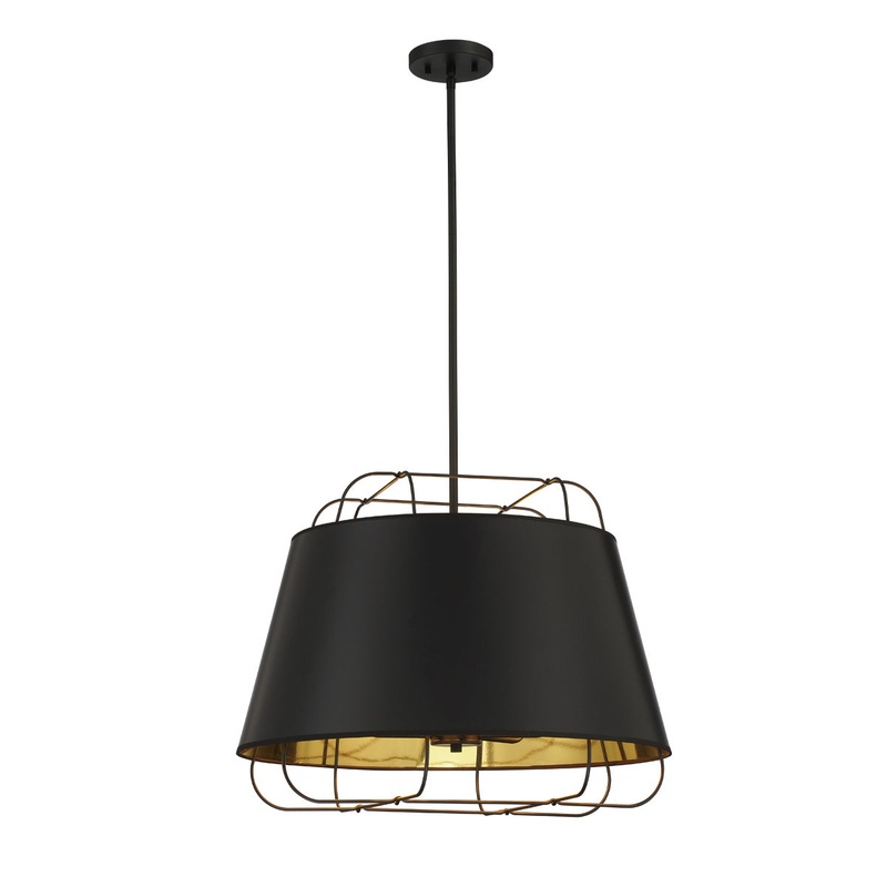 Six Light Pendant from the Tura Collection in Black Finish by Eurofase