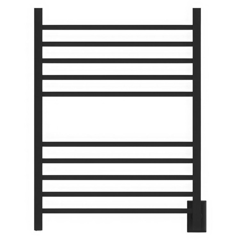 Towel Warmer Radiant 12 Bar Large Square Hardwire/Plug-In 512 BTU 24 x 42 Inch Matte Black 304 Stainless Steel
