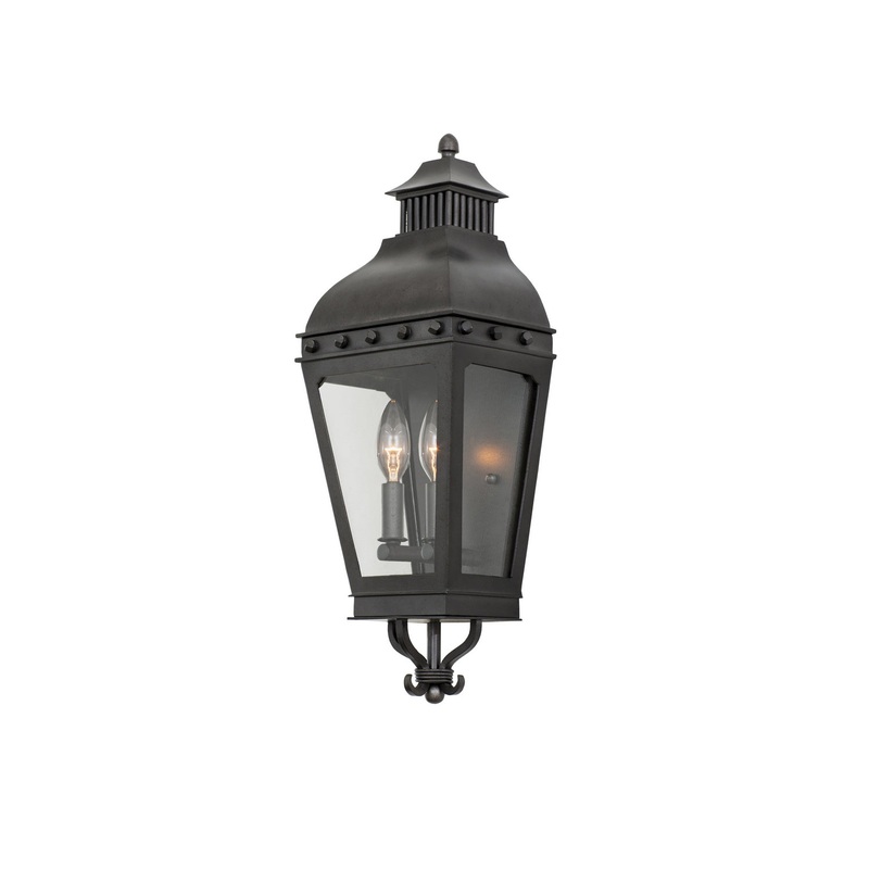 Two Light Wall Pocket from the Winchester Outdoor Collection in Aged Iron Finish by Kalco