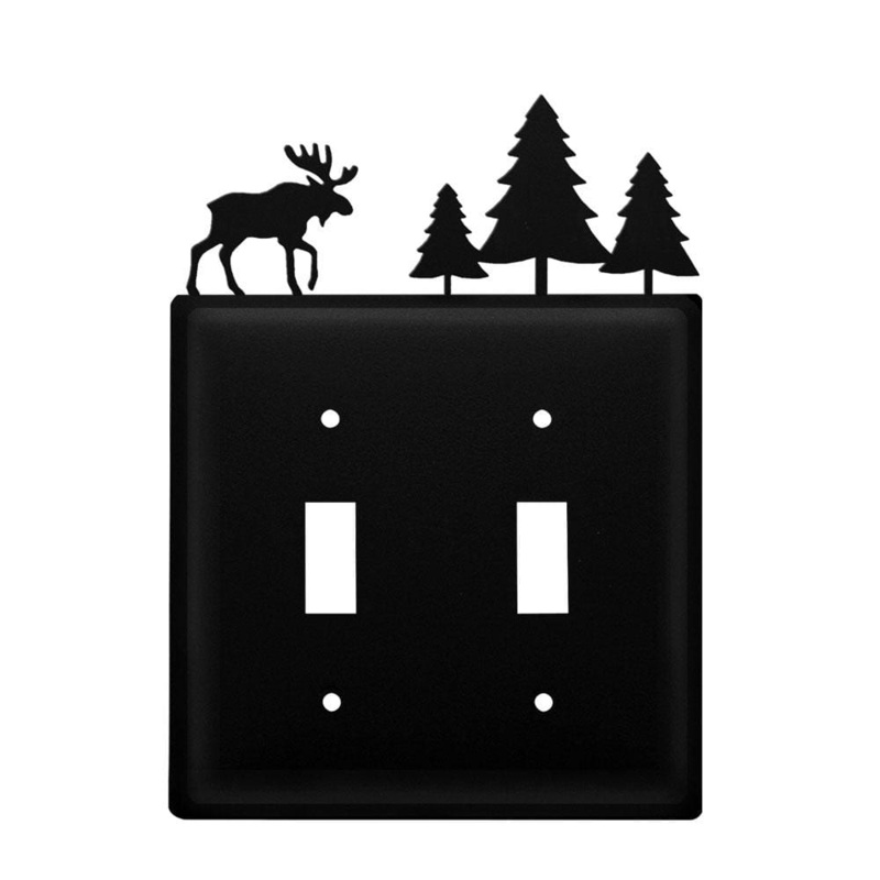 Village Wrought Iron ESS-22 Double Moose & Pine Trees Switch Cover Double