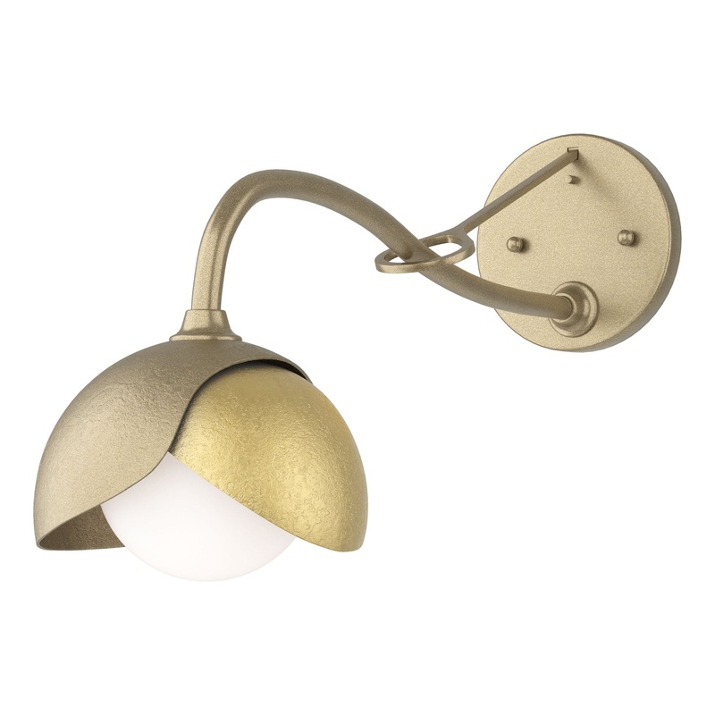 Brooklyn 1-Light Double Shade Long-Arm Sconce Soft Gold Modern Brass