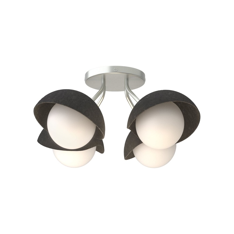 Brooklyn 4-Light Single Shade Semi-Flush Vintage Platinum Black